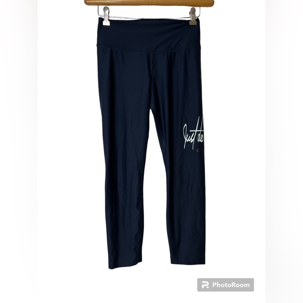 Nike Just Do It Cropped Workout Leggings Navy Blue Size Small